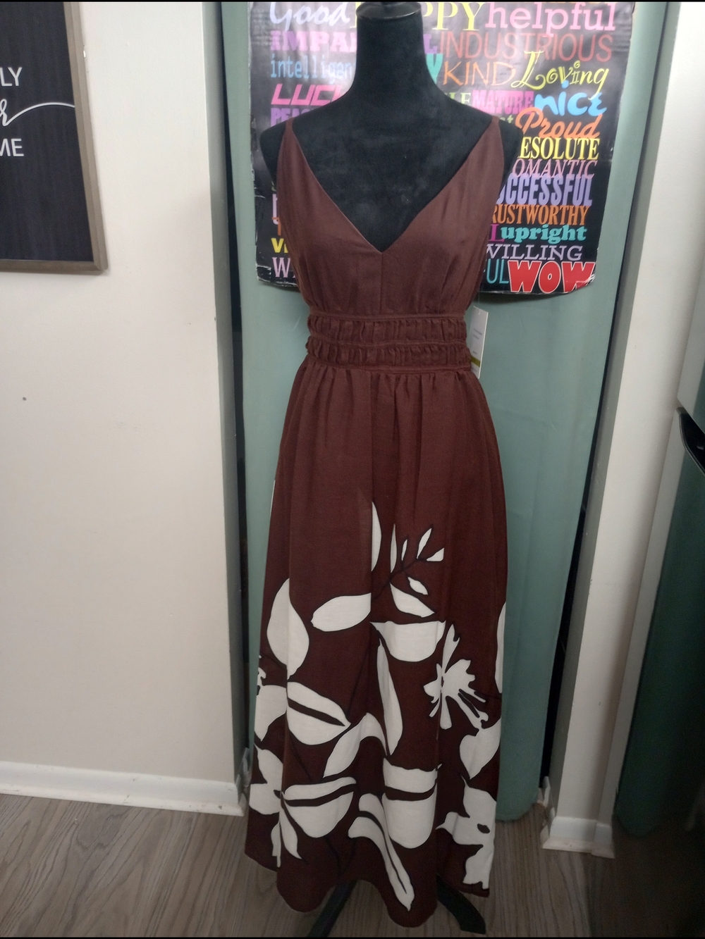 Bold Brown &White Floral Maxi Dress by Taylor